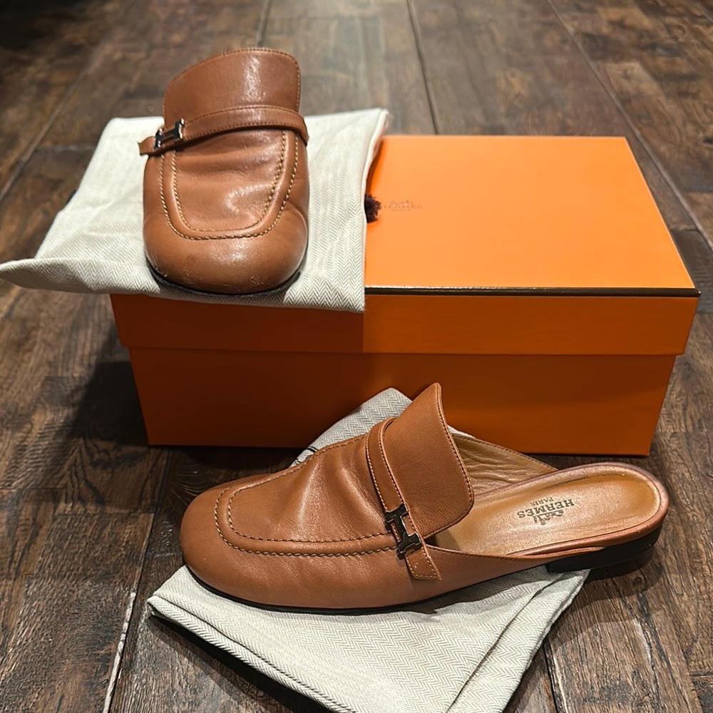 Hermes Lena Mule - Camel Leather